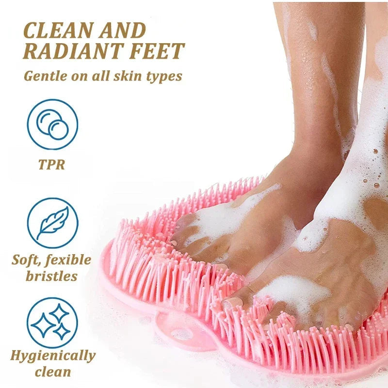 Silicone Shower Foot Scrubber Mat | Easy Back & Feet Deep Cleaning | Soft High Grade Silicone Scrubber