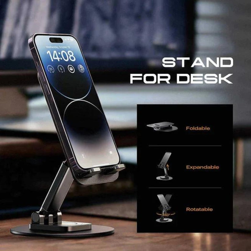 Premium Aluminum Mobile Stand and Tablet With (360° Rotation) | 2026 Metal Design