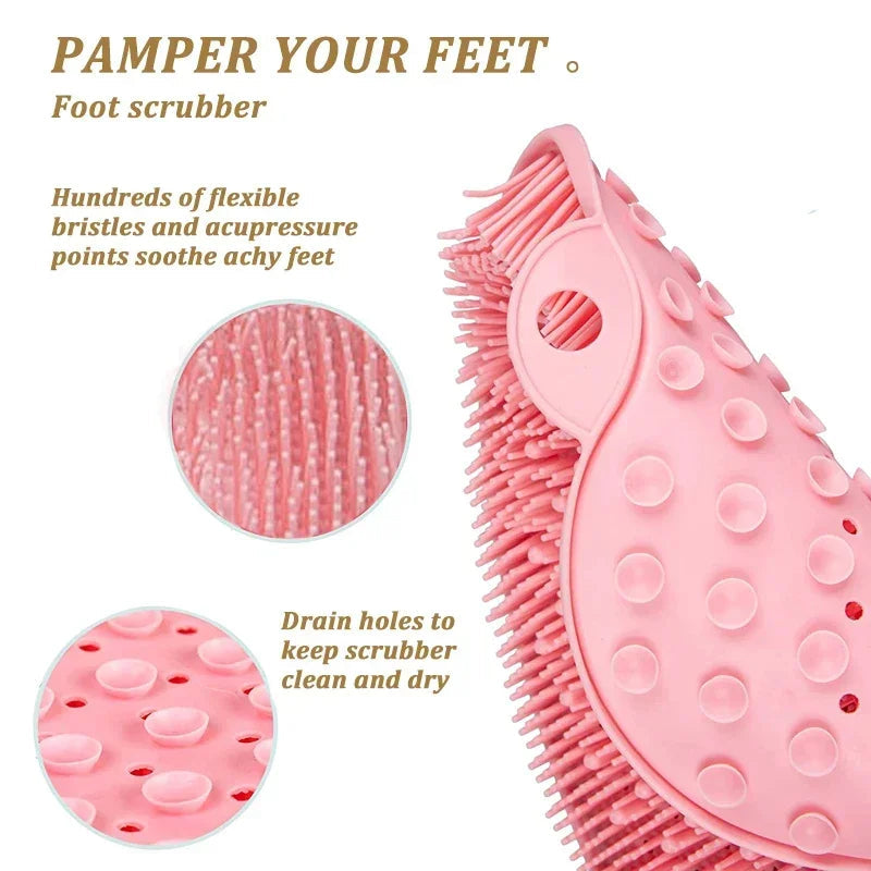 Silicone Shower Foot Scrubber Mat | Easy Back & Feet Deep Cleaning | Soft High Grade Silicone Scrubber