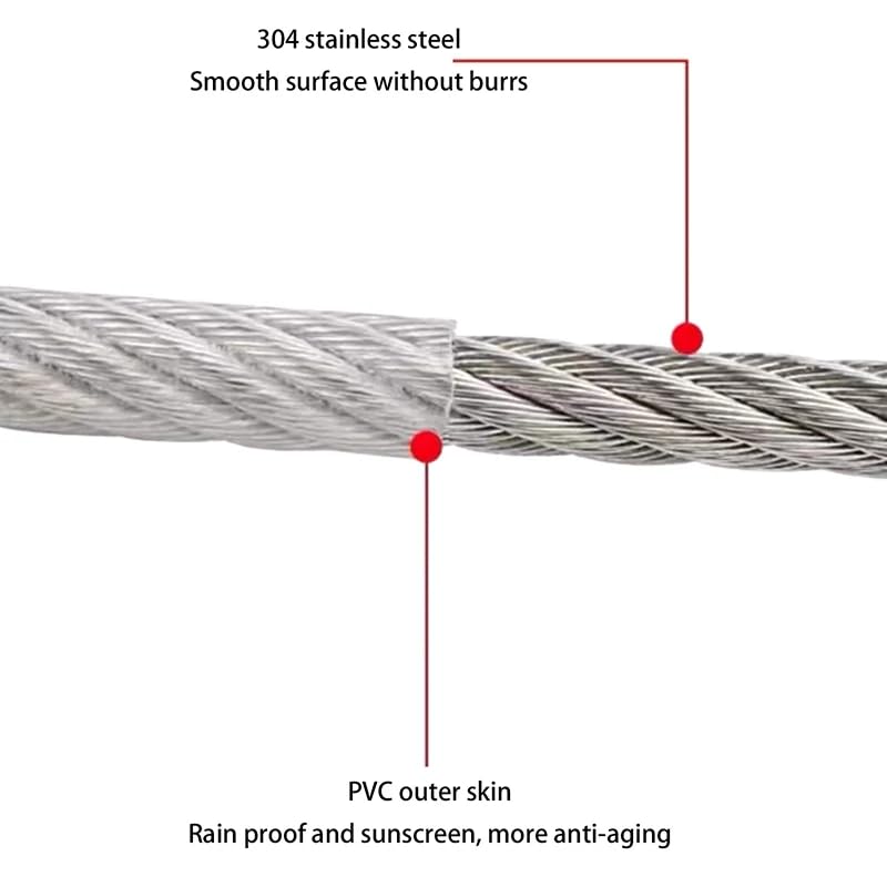 SteelRope™ Stainless Steel Wire Rope Clothesline With Hooks