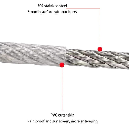 SteelRope™ Stainless Steel Wire Rope Clothesline With Hooks