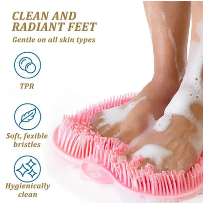 Silicone Shower Foot Scrubber Mat | Easy Back & Feet Deep Cleaning | Soft High Grade Silicone Scrubber