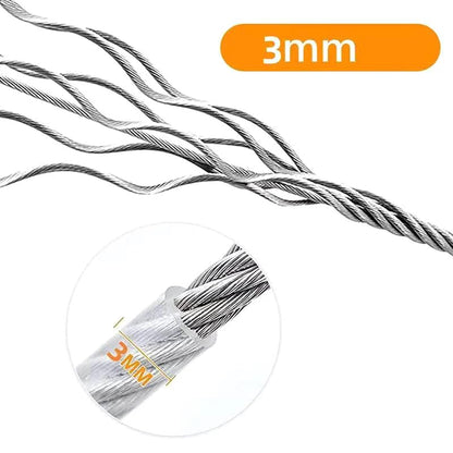 SteelRope™ Stainless Steel Wire Rope Clothesline With Hooks
