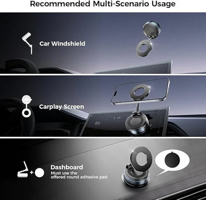 360° Magnetic Foldable Car Phone Holder | Strong Magnetic Grip Dashboard & Windshield Mount | Adjustable, Compact & Stylish Design
