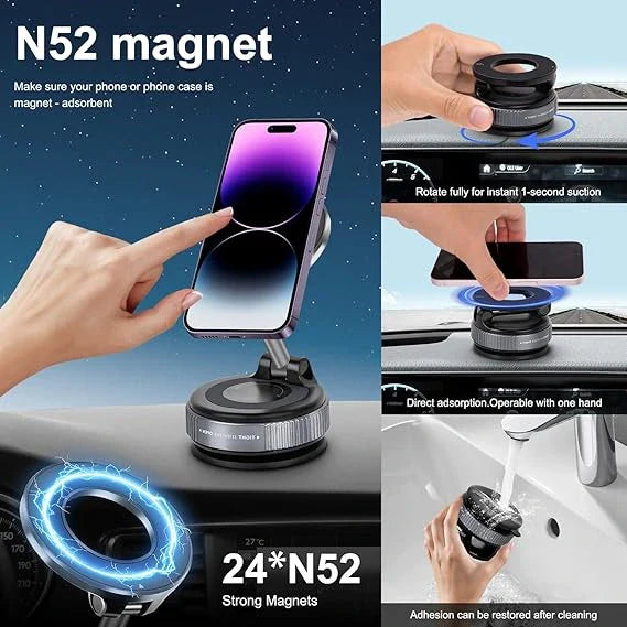 360° Magnetic Foldable Car Phone Holder | Strong Magnetic Grip Dashboard & Windshield Mount | Adjustable, Compact & Stylish Design