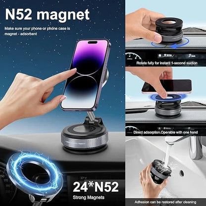 360° Magnetic Foldable Car Phone Holder | Strong Magnetic Grip Dashboard & Windshield Mount | Adjustable, Compact & Stylish Design