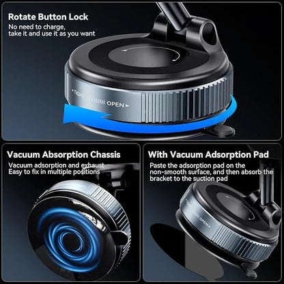 360° Magnetic Foldable Car Phone Holder | Strong Magnetic Grip Dashboard & Windshield Mount | Adjustable, Compact & Stylish Design