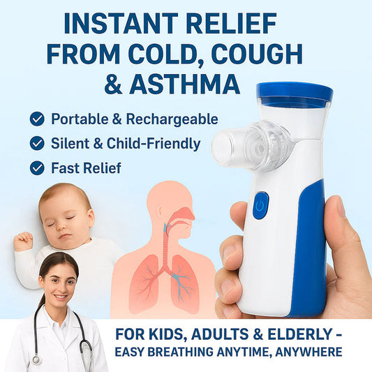 BreathyPRO™ Rechargeable & Portable Mesh Nebulizer Machine, For Adults and Kids, Travel and Household Use, Handheld Mesh Nebulizer For Breathing Problems