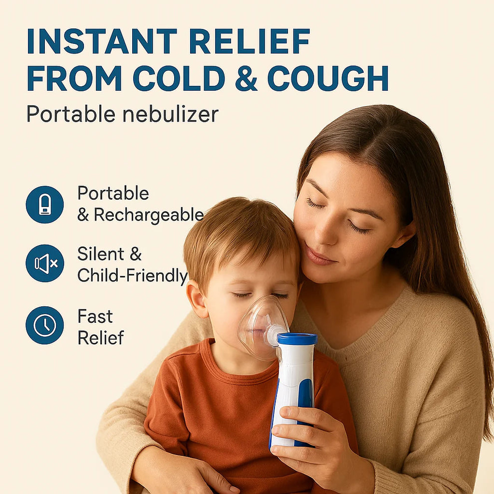 BreathyPRO™ Rechargeable & Portable Mesh Nebulizer Machine, For Adults and Kids, Travel and Household Use, Handheld Mesh Nebulizer For Breathing Problems