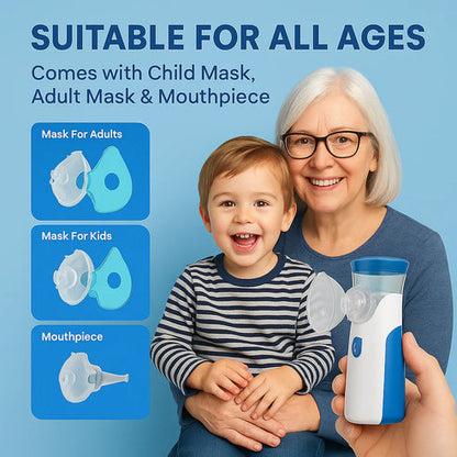 BreathyPRO™ Rechargeable & Portable Mesh Nebulizer Machine, For Adults and Kids, Travel and Household Use, Handheld Mesh Nebulizer For Breathing Problems