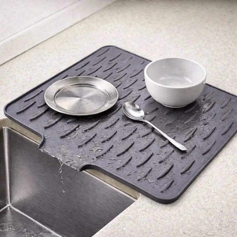 Silicone Dish Drying Mat with Smart Drainage Kitchen Mat | Dish Wash Dry Mat