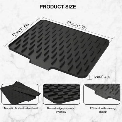 Silicone Dish Drying Mat with Smart Drainage Kitchen Mat | Dish Wash Dry Mat