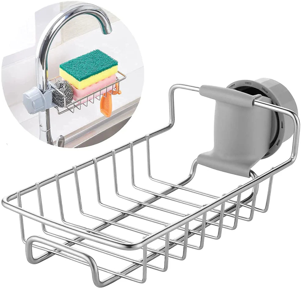 Kitchen Steel Sink Organizer - Get Free 3 Non-Scratch Dish Wash Cloth (worth 149/-)