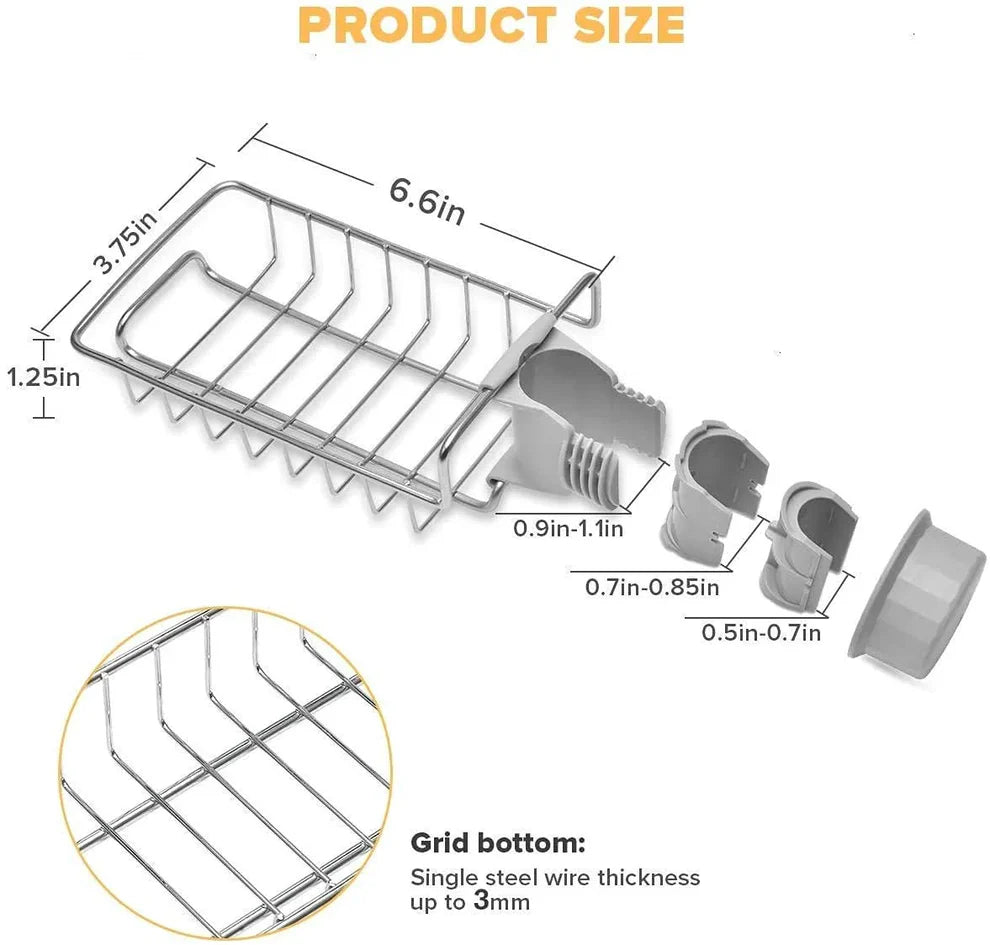 Kitchen Steel Sink Organizer - Get Free 3 Non-Scratch Dish Wash Cloth (worth 149/-)