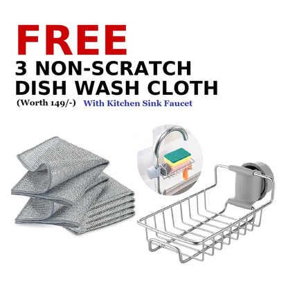 Kitchen Steel Sink Organizer - Get Free 3 Non-Scratch Dish Wash Cloth (worth 149/-)