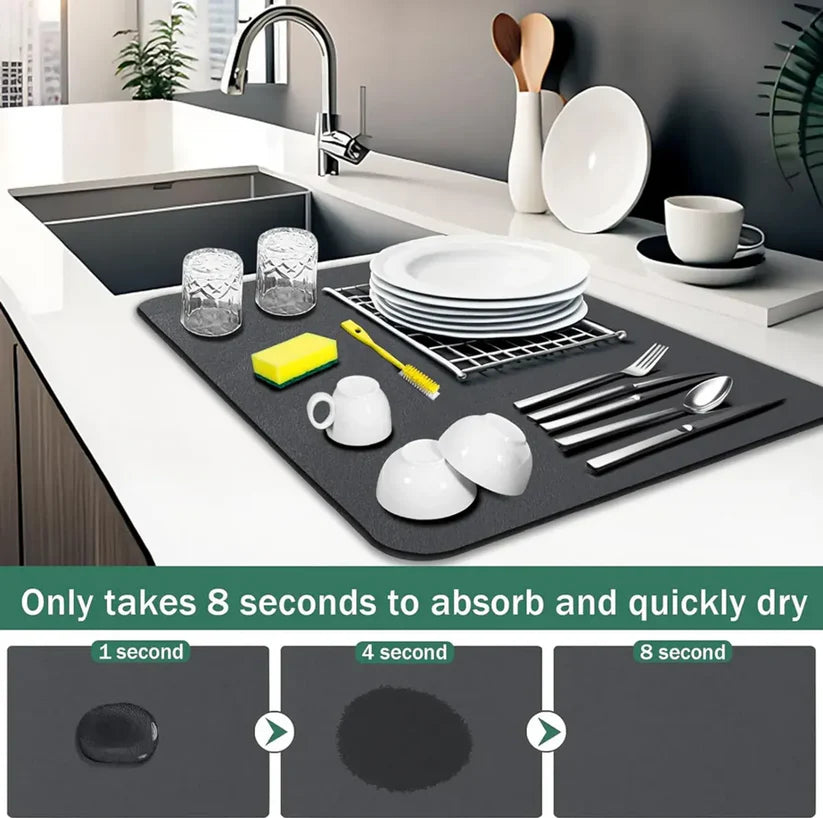 Quicky-Dry™ Absorbent Sink Mat |Anti-Slip Base| For Wet Counters & Dish Racks (Buy 1 Get 1 FREE)
