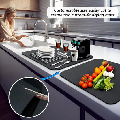 Quicky-Dry™ Absorbent Sink Mat |Anti-Slip Base| For Wet Counters & Dish Racks (Buy 1 Get 1 FREE)