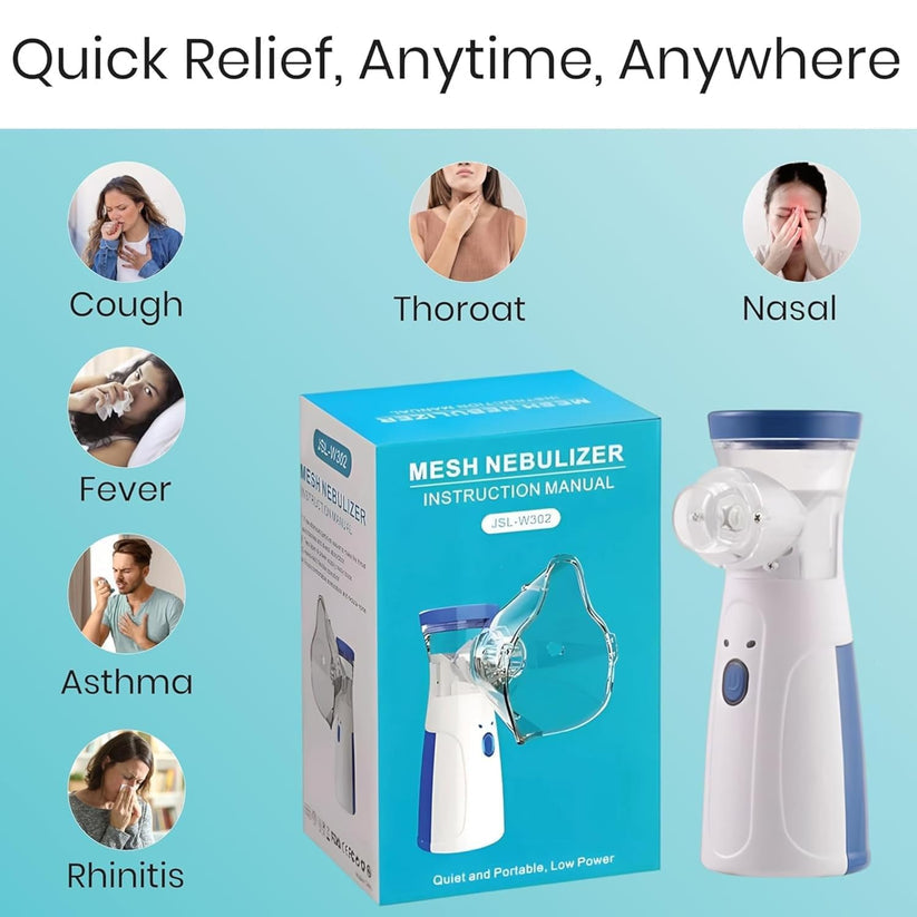 BreathyPRO™ Rechargeable & Portable Mesh Nebulizer Machine, For Adults and Kids, Travel and Household Use, Handheld Mesh Nebulizer For Breathing Problems