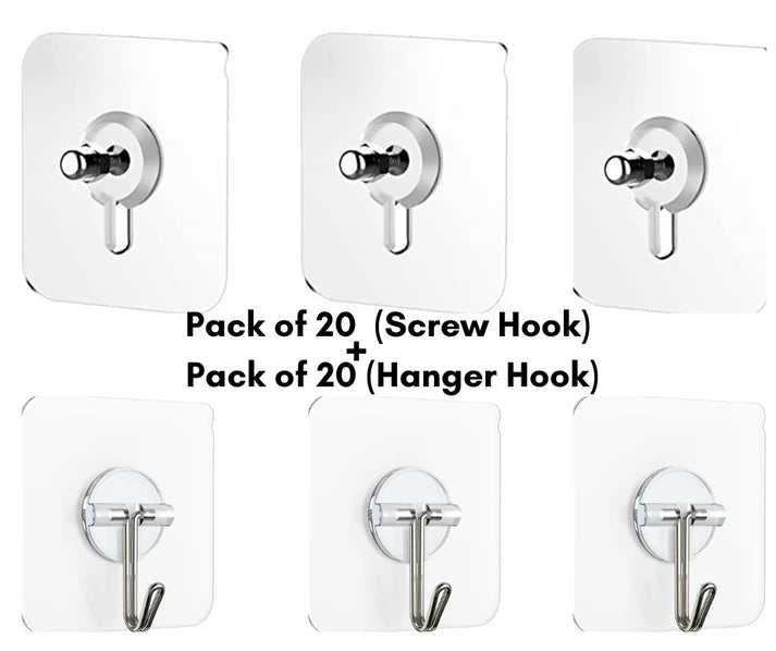 Self Adhesive Heavy Duty Hooks | 20+ 20 Hooks Pack