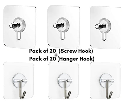 Self Adhesive Heavy Duty Hooks | 20+ 20 Hooks Pack