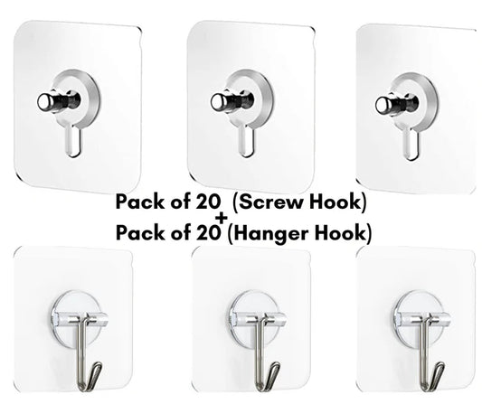 Self Adhesive Heavy Duty Hooks | 20+ 20 Hooks Pack