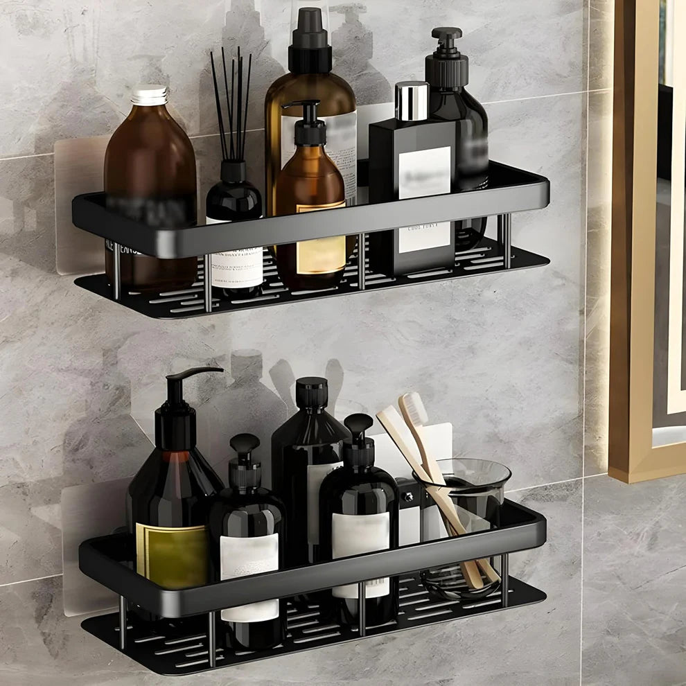 Premium Metal Home & Bathroom Wall Shelf Organiser, Black | Stylish Shelf Kitchen And  Bathroom