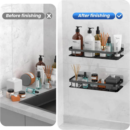 Premium Metal Home & Bathroom Wall Shelf Organiser, Black | Stylish Shelf Kitchen And  Bathroom