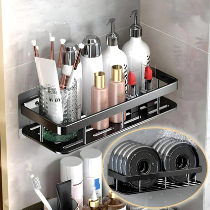 Premium Metal Home & Bathroom Wall Shelf Organiser, Black | Stylish Shelf Kitchen And  Bathroom