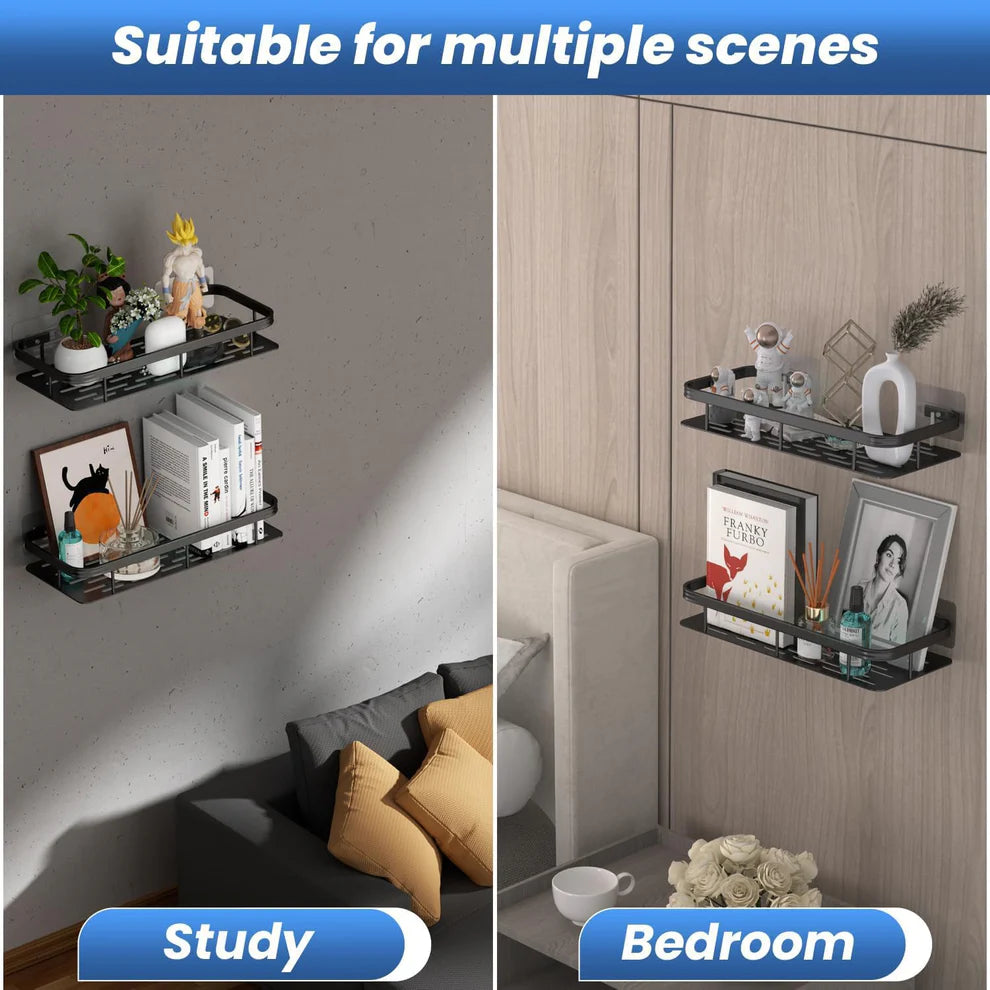 Premium Metal Home & Bathroom Wall Shelf Organiser, Black | Stylish Shelf Kitchen And  Bathroom