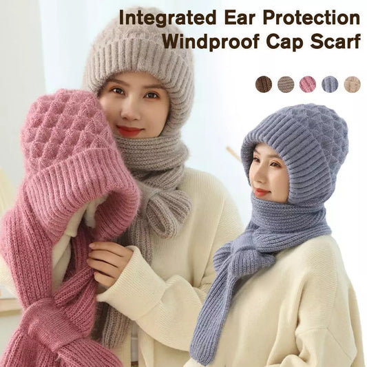 Integrated Ear Protection Windproof Cap Scarf Scarf woolen