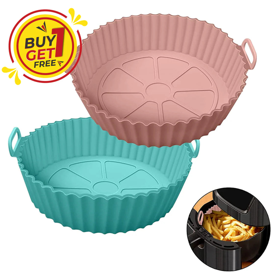 Air Fryer Silicone Reusable Baking Tray |🔥BUY 1 GET 1 FREE🔥 & (Brush-Spatula FREE GIFT)